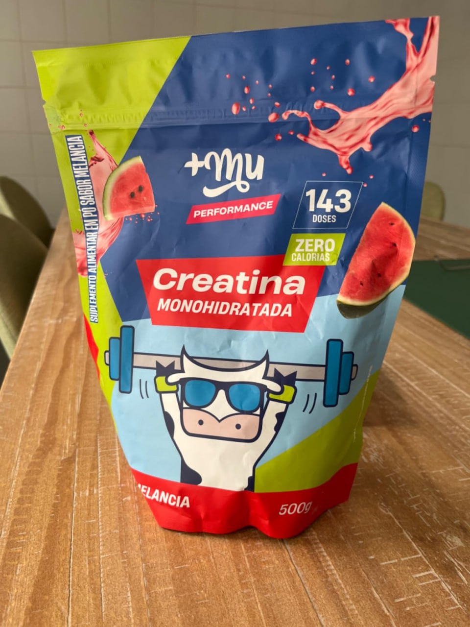 +Mu Creatina Monohidratada 100% pura Sabor Melancia – 500g na Amazon