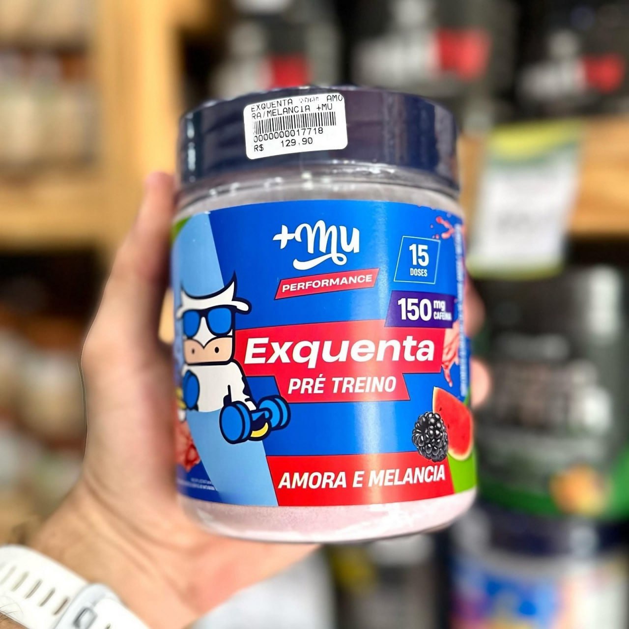 +Mu Pré Treino Exquenta Sabor Amora e Melancia – 300g na Amazon