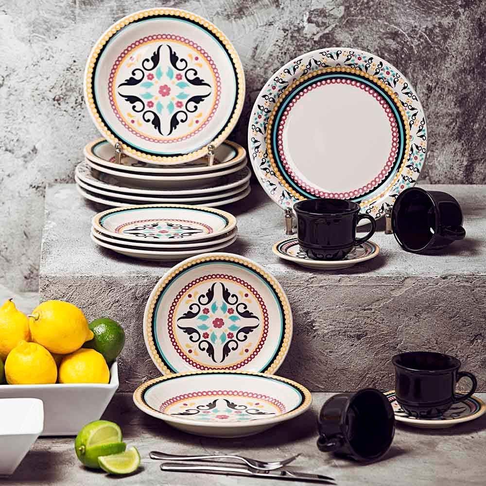 1 Aparelho de Jantar e Chá 20 Peças Oxford Daily Floreal Luiza Multicor na Amazon