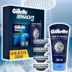 1 Kit Gillette Mach3, Carga para Aparelho 4 Uds + Gillette Creme de Barbear Rosto e Corpo 150mL na Amazon