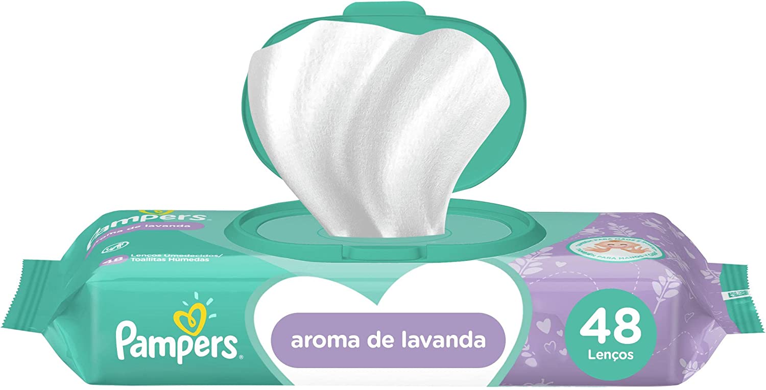 10 Pacotes Lenços Umedecidos Pampers Aroma de Lavanda 48 Unidades na Amazon