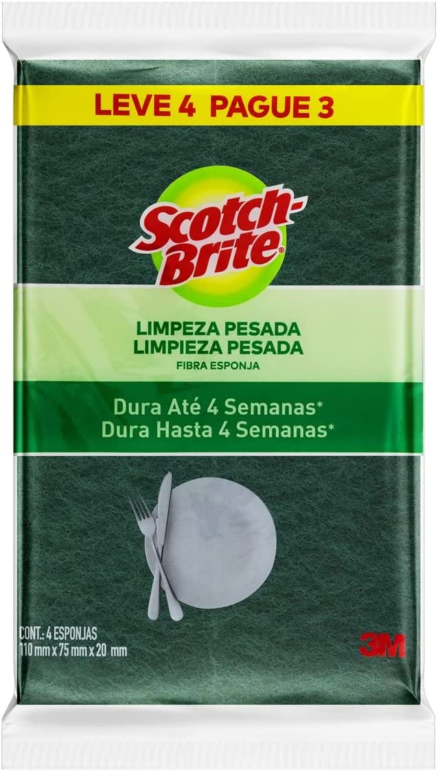 10 Pacotes – Esponja Multiuso 3M Scotch Brite – 4 Unidades (Total 40) na Amazon