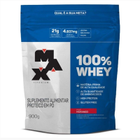 100% Whey Max Titanium - 900G Refil - Morango na Amazon