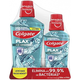 2 Kits de Enxaguante Bucal Colgate Plax Ice Infinity 500ml + 250ml na Amazon