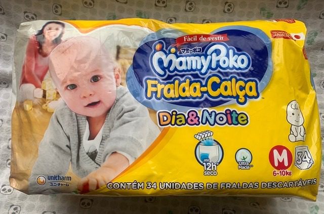 2 Un. Fralda-Calça Dia & Noite MamyPoko Tamanho M, 34 unidades na Amazon