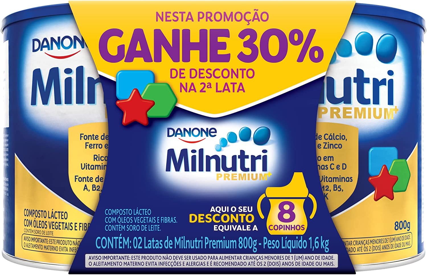 2 Unidades Composto Lácteo Milnutri Premium+ 800g Cada – Danone na Amazon
