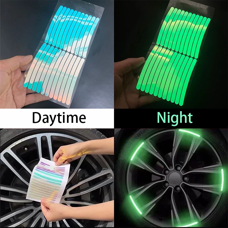 20 Adesivos Refletivos PCS Para Roda De Carro Super Brilhantes Coloridos De Faixa Refletiva Noturna De Condução Acessórios Carros na Shopee
