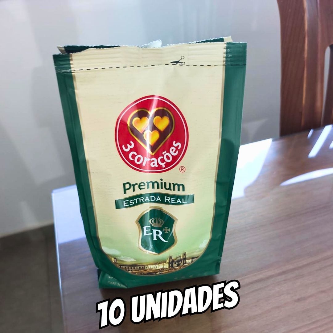 3 Corações Café Torrado e Moído Premium Estrada Real, Pacote 500g – 10 unidades na Amazon