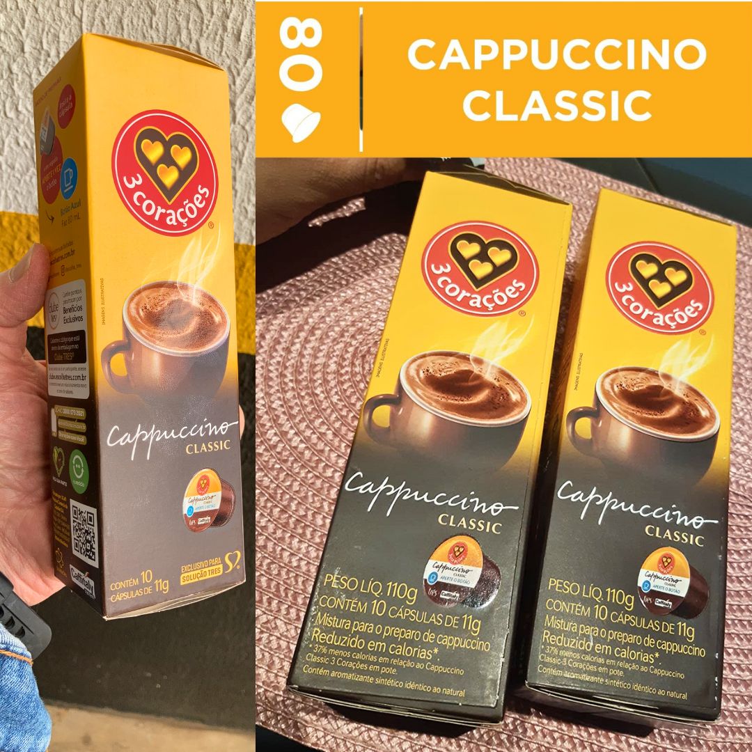 3 Corações Cápsula Cappuccino Classic TRES – 80 unidades na Amazon
