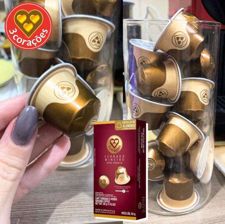 3 Corações Cápsulas de Café Cerrado Mineiro, Compatíveis com Nespresso, contém 10 cápsulas na Amazon