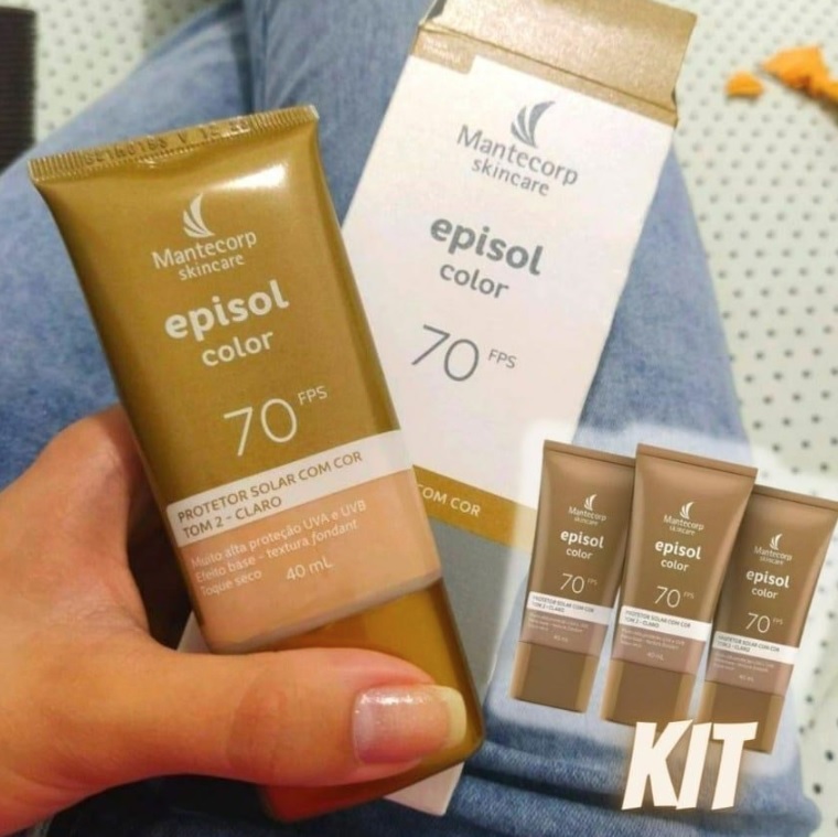 3 Protetor Solar Episol Color Tom 2 – Claro Fps 70 Com 40ML – Mantecorp Skincare na Magazine Luiza