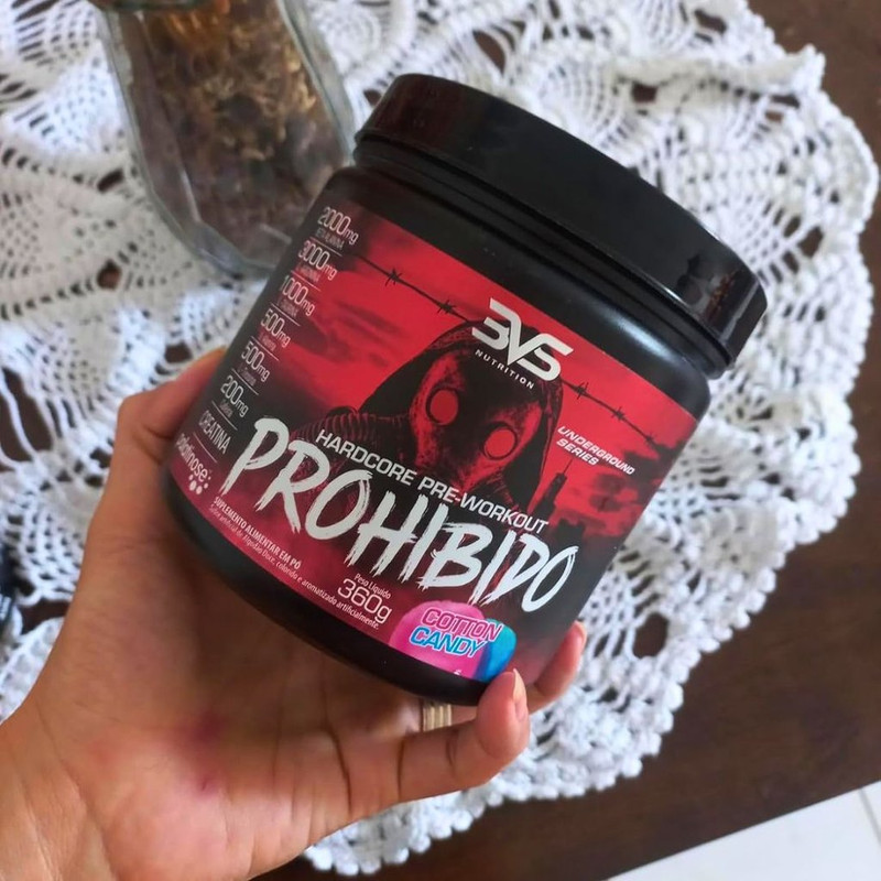 3VS Nutrition Pré Treino Prohibido 360g Sabor Algodão Doce na Amazon