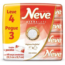 4 Pacotes Lenços Umedecidos Neve Toque De Seda - 48 Unidades (Total 192 unidades) na Amazon