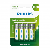 4 Pilhas AA Philips Recarregáveis 1.000mAh na Amazon