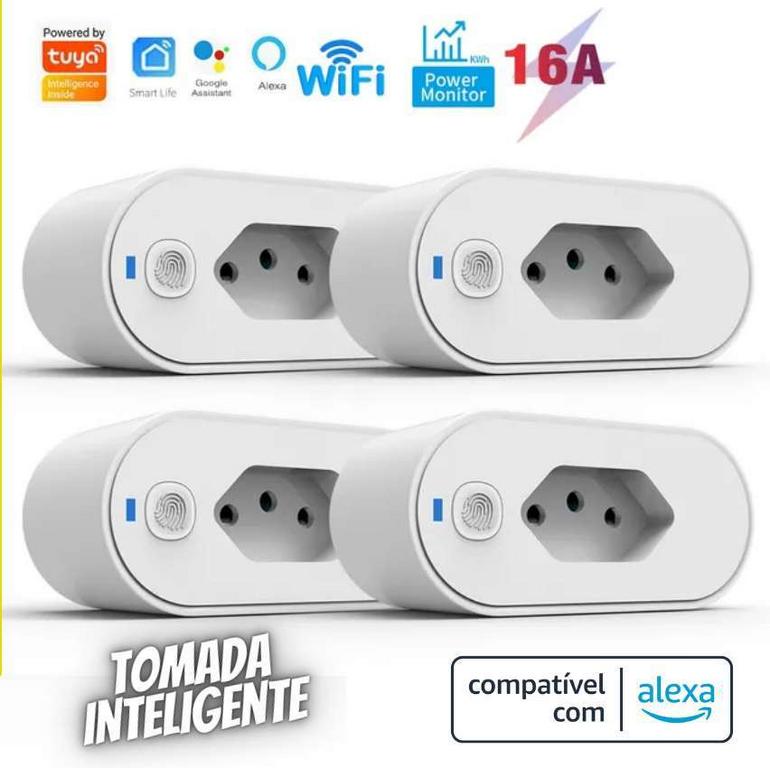 4 Tomadas Inteligentes Tuya Wifi, Controle Smart Life App, Alexa E Google Home, Adaptador De Soquete, 16a na Aliexpress