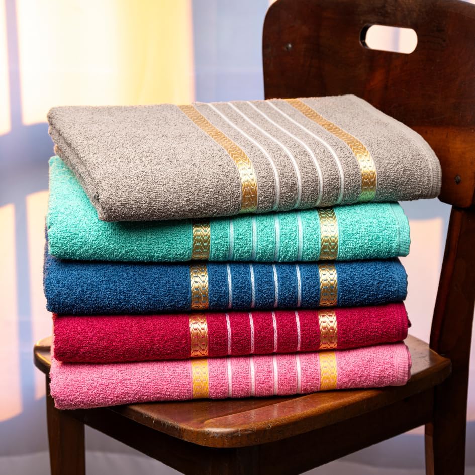 5 Toalhas de Banho Grande Algodão LAUNE HAUS Macia Alta Absorção (Cores Sortidas) na Amazon