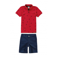 Conjunto Polo Slim Malwee Kids Vermelho