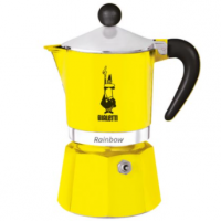 Cafeteira Italiana Com 150ml De Capacidade Moka Raibow Em Alumínio Amarela - Bialetti