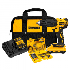 Kit Parafusadeira e Furadeira de Impacto DEWALT Brushless 20V + Jogo de Brocas e Bits com 110 Peças