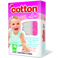 Hastes Flexíveis Cartucho Com Visor Baby Care Girl Com 75 Unid., Cotton Line