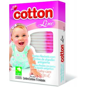 2 Unidades Hastes Flexíveis Cartucho com Visor Baby Care Girl - 75 Unidades (150)