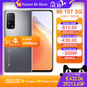smartphone xiaomi mi 10t 6gb ram 128gb rom Versão global  smartphone snapdragon 865 octa núcleo 144hz 64mp câmera traseira 6.67