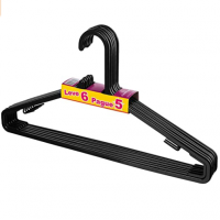 Cabide De Plástico, 6 Unidades, Preto, Sanremo