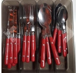 Conjunto de Talheres, Rebite, 24 peças, Vermelho, Euro