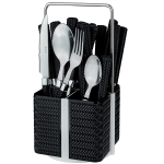 Conjunto de Talheres Varanda Gourmet Rattan, 24 peças, Preto, Euro