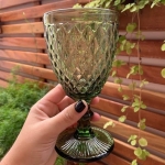 Conjunto de 6 Taças para Água de Vidro Bico de Abacaxi Lyor Verde 260Ml