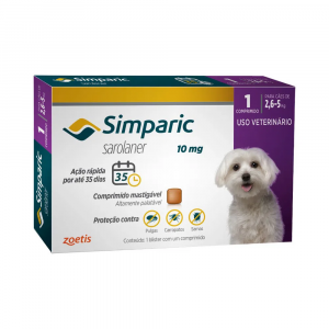 Comprimido Antipulgas Simparic 10mg para Cães de 2,6 à 5kg