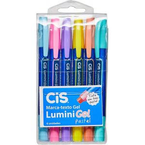 Caneta Marca Texto Gel Cis Lumini Gel Pastel 57.4400 6 Cores