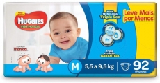 Huggies Fralda Tripla Proteção Hiper M, 92 Fraldas