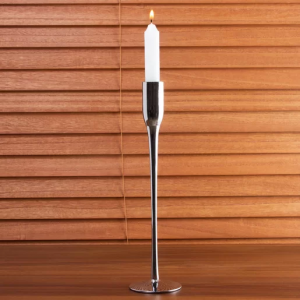 Castiçal De Vidro Xian Cinza 30cm