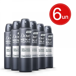 Kit Desodorante Aerosol Dove Men Sem Perfume 150ml - 6 Unidades