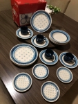 Aparelho de Jantar 20 Peças Biona Cerâmica – Redondo Branco e Azul Donna