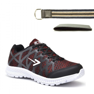 Kit Tênis Sport para Caminhada Vermelho + Cinto e Carteira