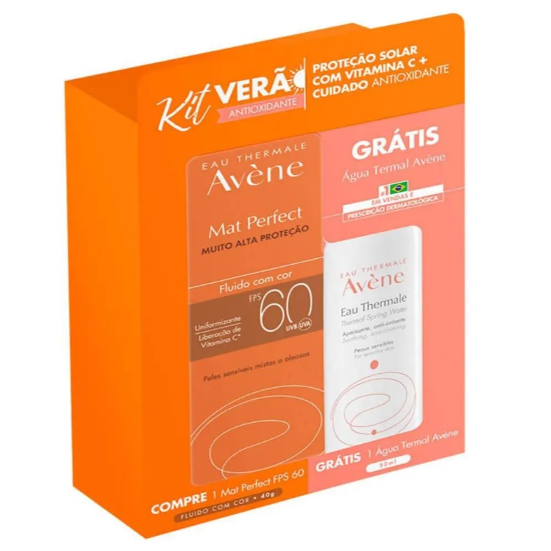Avène Mat Perfect Eau Thermale Kit Protetor Solar com Cor + Água Termal
