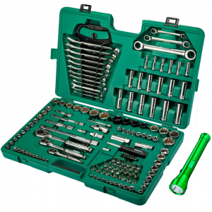 Jogo de Ferramentas Manuais com 150 Peças + Lanterna Cree LED's - SATA-ST09510PSJ