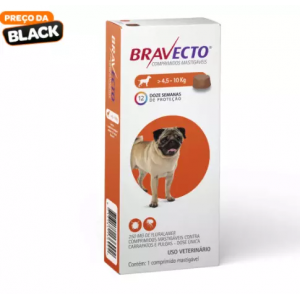 Bravecto 4,5kg a 10kg - Comprimido Mastigável Antipulgas para Cachorros - 250mg