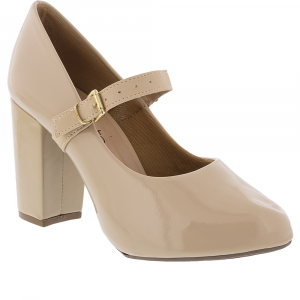Scarpin Salto Grosso Boneca Verniz Nude - Liberte