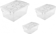 Conjunto de 3 Organizadores Plásticos, Linha bel, 600 ml, 1.5L e 4L, Cor Cristal, Ordene