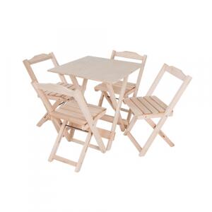 Conjunto Mesa Com 4 Cadeiras Dobrável Trevalla 70x70cm Natural