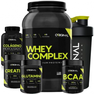 Kit Whey Complex + Bcaa + Gluta + Crea + Colágeno + Shaker