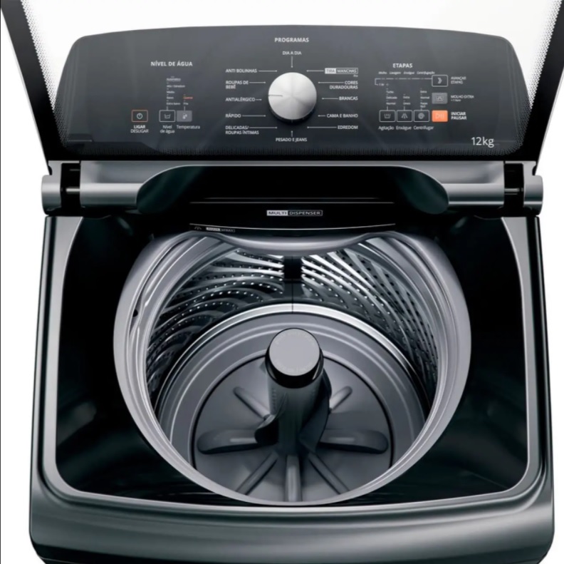 Máquina de Lavar Brastemp 12Kg titânio Água Quente com Ciclo Tira Manchas Pro e Ciclo Antibolinha – BWR12A9