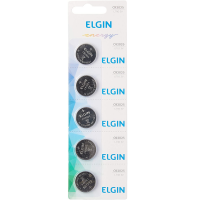 Bateria de litio CR2025 cartela com 5 unidades 3v Elgin, Elgin, Baterias