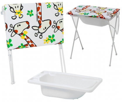 Banheira de Bebê Galzerano com Suporte e Trocador – Standard Girafa Dobrável 20kg