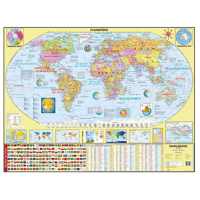 Mapa Escolar Mundi Politico Dobrado 87 X 114c X 1 Unidade, Dcl 109, Multicor, Pacote De 1