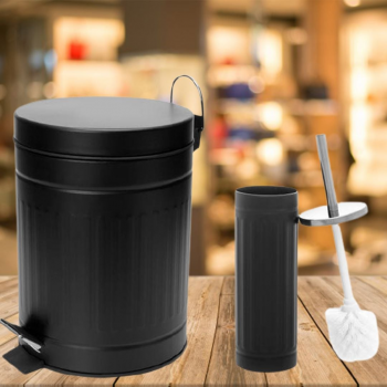 Kit Lixeira Reciclável com Pedal 5L Casambiente – LIXE002 + Escova Sanitária com Suporte New York