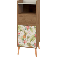 Cristaleira Style 2 Portas pé Palito - Lider Design - Buriti / Floral